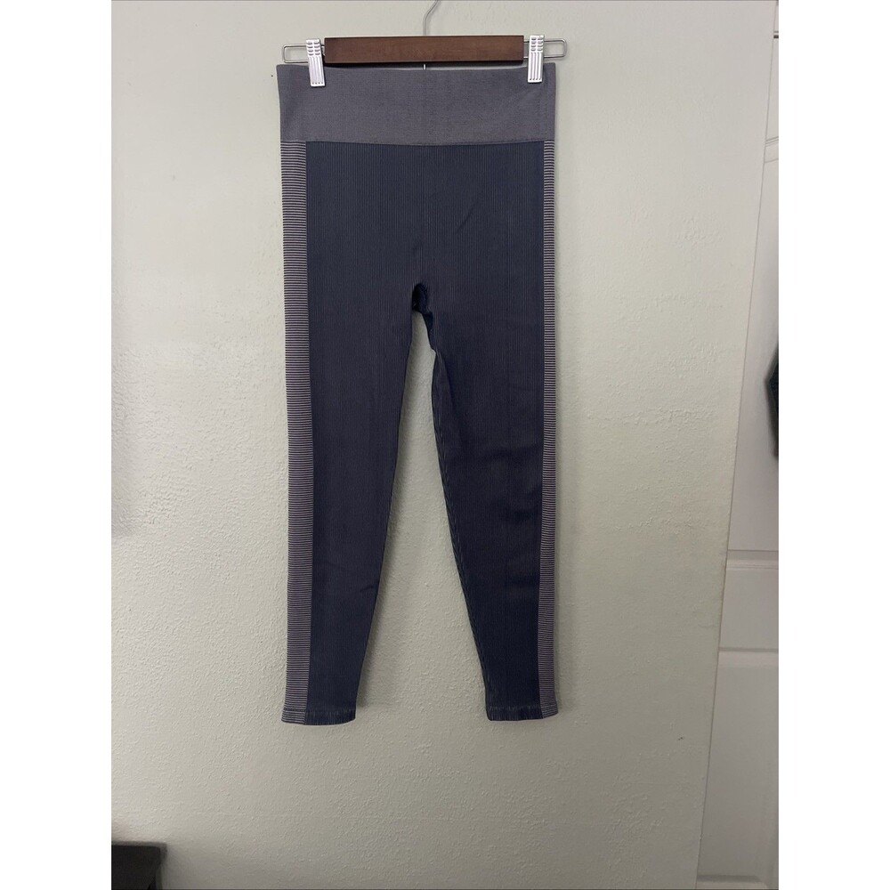 The Upside Gray Blue Ribbed Seamless Leggings/Sports Bra SET 2 Piece Size M